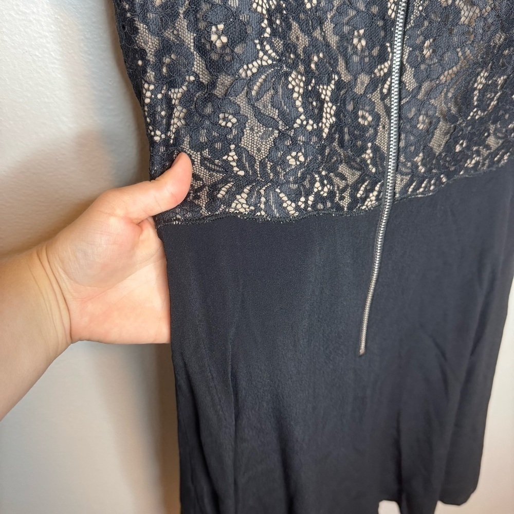 Rebecca Taylor Black Lace Silk Crepe Dress Size 4 - Picture 14 of 14